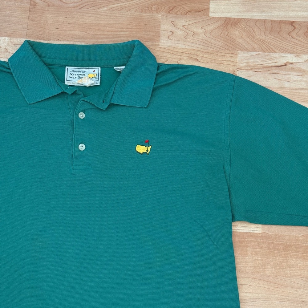 Augusta National Golf Shop Masters Green Polo Shirt Mens Large 100% Cotton Pique